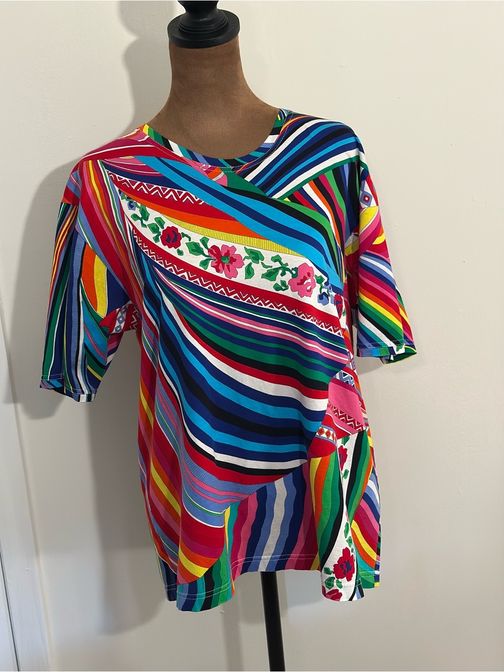 Vintage LEONARD Paris Multicolor Graphic Print Top